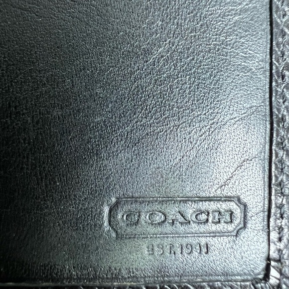 Coach Black Pebbled Leather Long Flap Card‎ Wallet Everyday Minimalist Classic - Picture 11 of 16